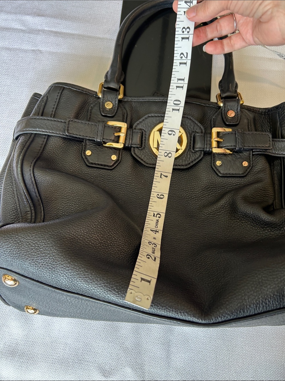 Michael Kors Black Pebbled Leather Satchel with Gold Hardware - Picture 9 of 10